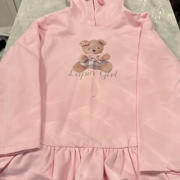 Lapin House European designer size 8 adorable teddy legging & hooded sweatshirt